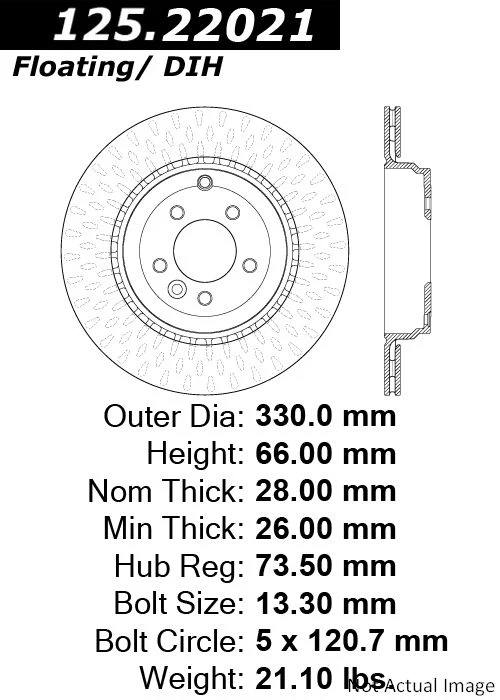 Centric 125.22021 Disc Brake Rotor - Rear