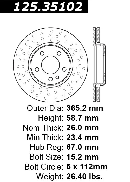 Centric 125.35102 Disc Brake Rotor - Rear