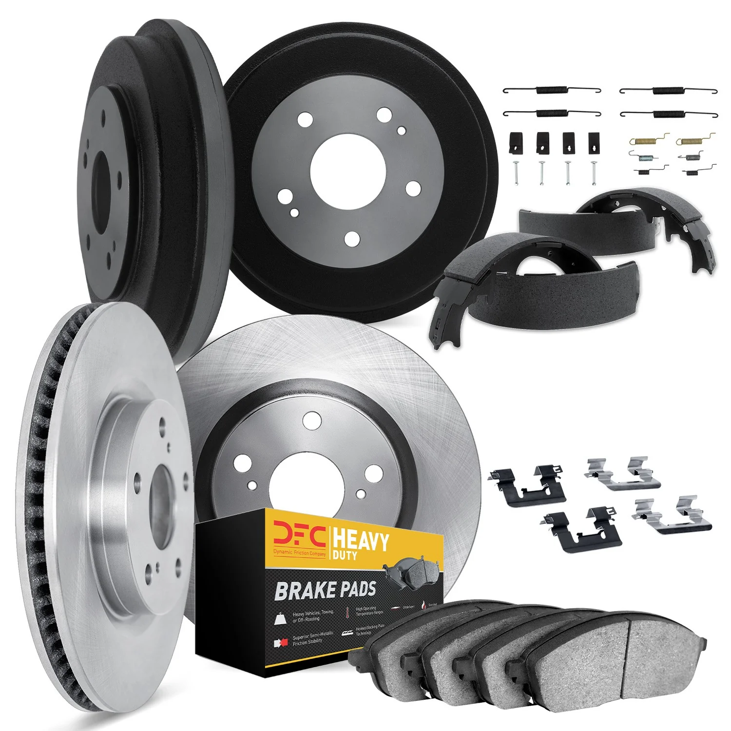 Dynamite Friction 6214-47135 Disc Brake Pad and Rotor / Drum Brake Shoe and Drum Kit - Front and Rear