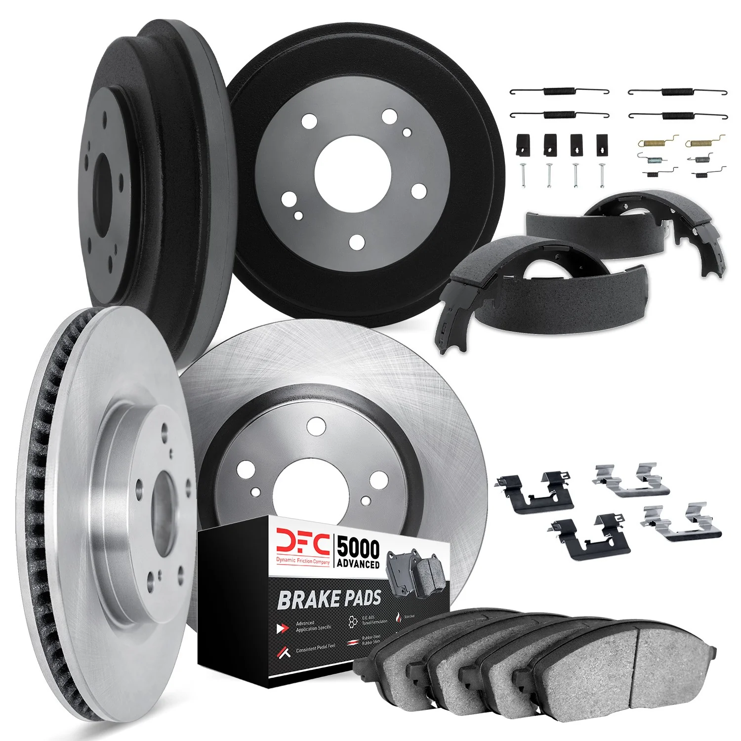 Dynamite Friction 6514-01029 Disc Brake Pad and Rotor / Drum Brake Shoe and Drum Kit - Front and Rear
