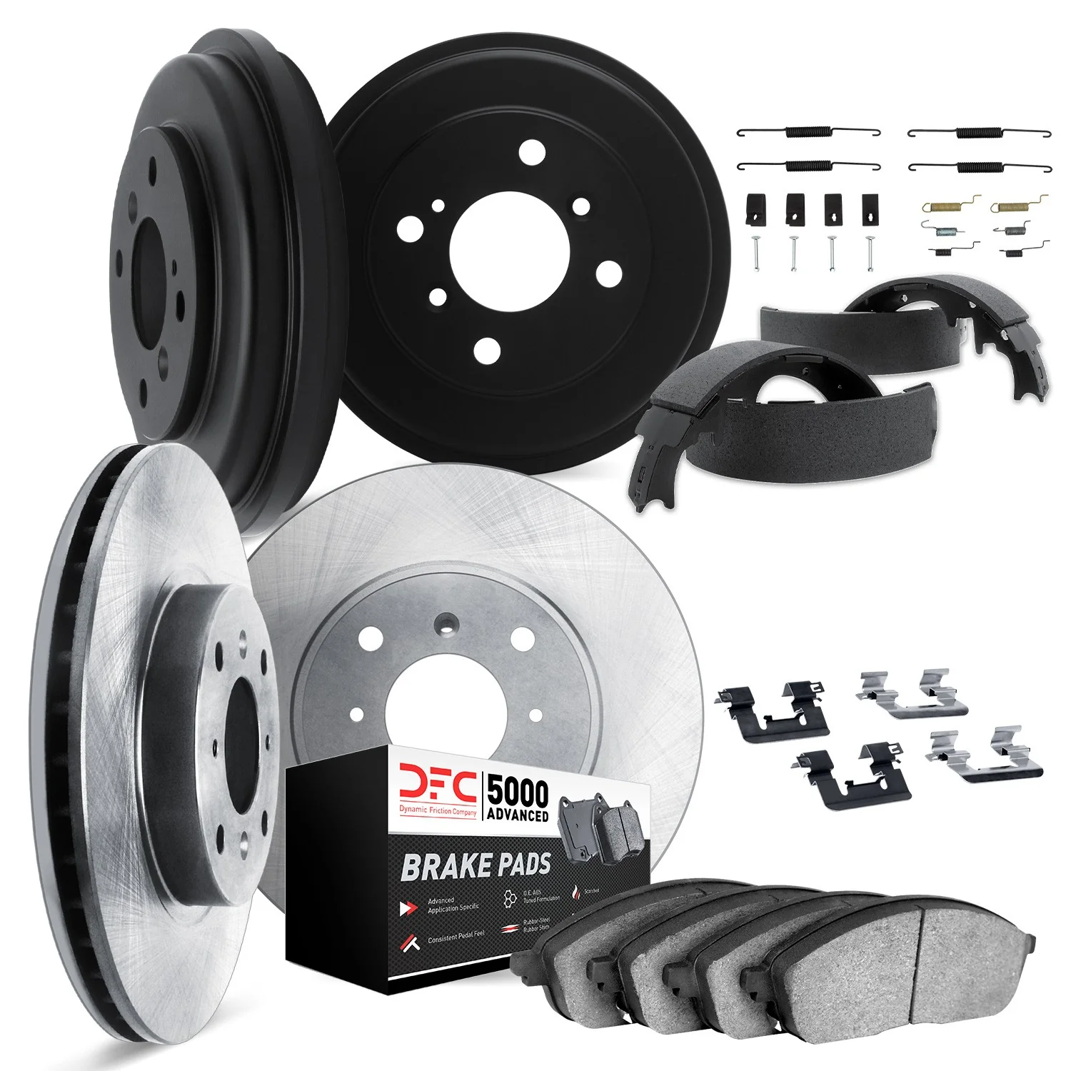 Dynamite Friction 6514-59194 Disc Brake Pad and Rotor / Drum Brake Shoe and Drum Kit - Front and Rear